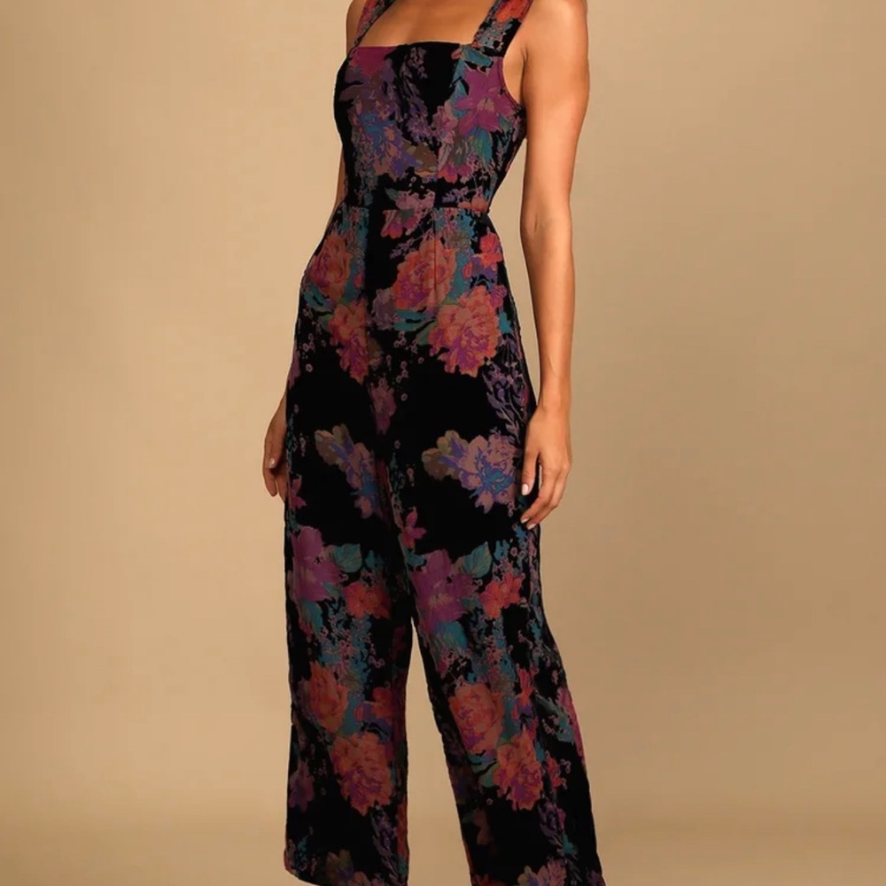 Velvet print jumpsuit